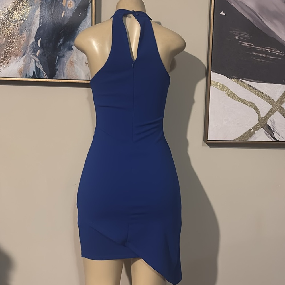 Lulus- You Can't Ruche Love Royal Blue Ruched Bodycon Halter Dress size XS - Picture 8 of 9